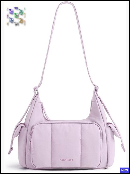 Handbags - Puffer Crossbody Bag Lightweight Travel Purse Adjustable Strap Zippered Pockets